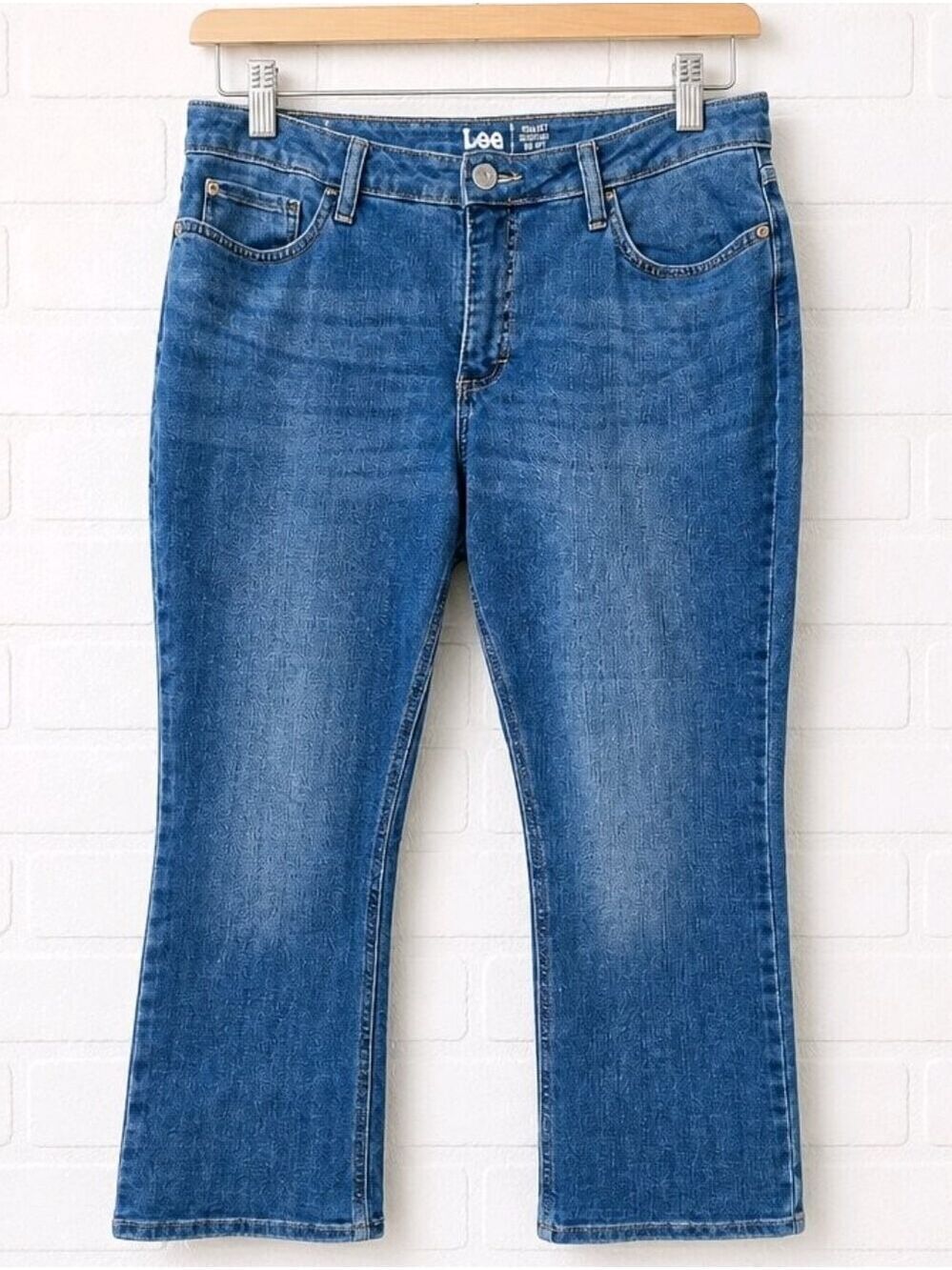 Lee Petite Jeans Size 16 Medium Blue Denim Straight Leg #JEA33